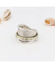 Two Tone Spinner Ring - 925 Sterling Silver Fidget & Stress Relief Jewelry