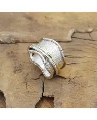 Two Tone Spinner Ring - 925 Sterling Silver Fidget & Stress Relief Jewelry