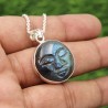 Moon Face Pendant, Silver Pendant, Labradorite Necklaces, Carving Face Pendant, Charm Moon Pendant, Beautiful Pendant for Women