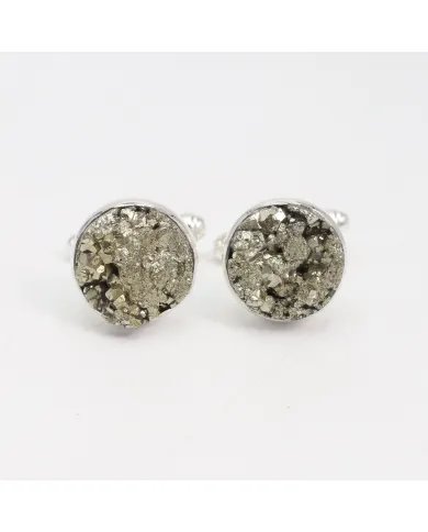 Raw Pyrite Cufflinks – Handmade Luxury 925 Sterling Silver Jewelry