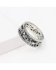 Designer Spinner Ring - Sterling Silver Oxide Ring Anxiety Ring Meditation Ring Yoga Ring Fidget Ring for Women