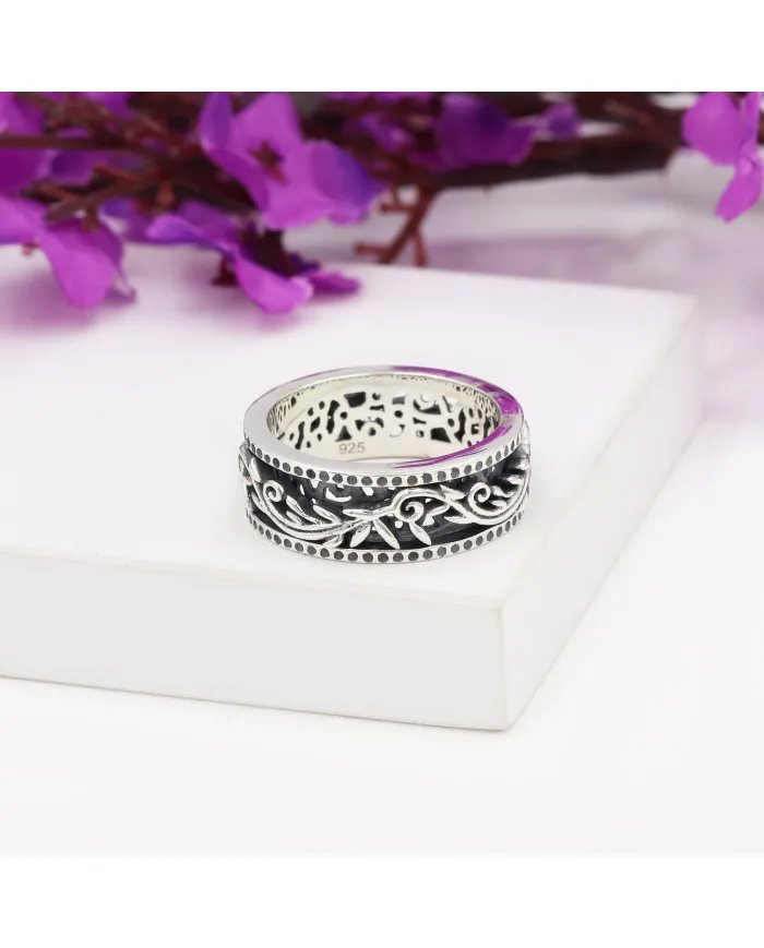 Designer Spinner Ring - Sterling Silver Oxide Ring Anxiety Ring Meditation Ring Yoga Ring Fidget Ring for Women