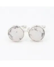 White Howlite Cufflinks – 925 Sterling Silver Handmade Men's Accessories