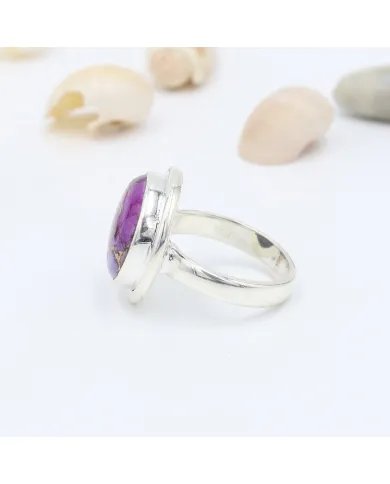 Natural Turquoise Ring - Sterling Silver Ring Purple Copper Turquoise 
Statement Ring December Birthstone Promise Ring for Her
