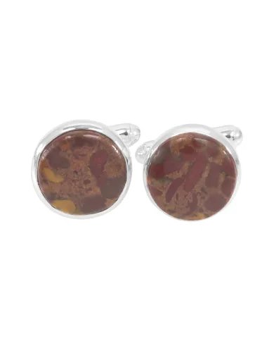 Bold Fruit Jasper Gemstone Cufflinks – Unique Sterling Silver Men’s Jewelry