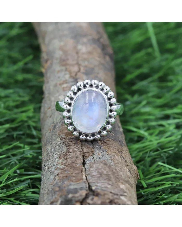 Natural Moonstone Ring - Sterling Silver Ring Emotional Balance Ring Handmade Ring June Birthstone Ring Versatile Ring for Women