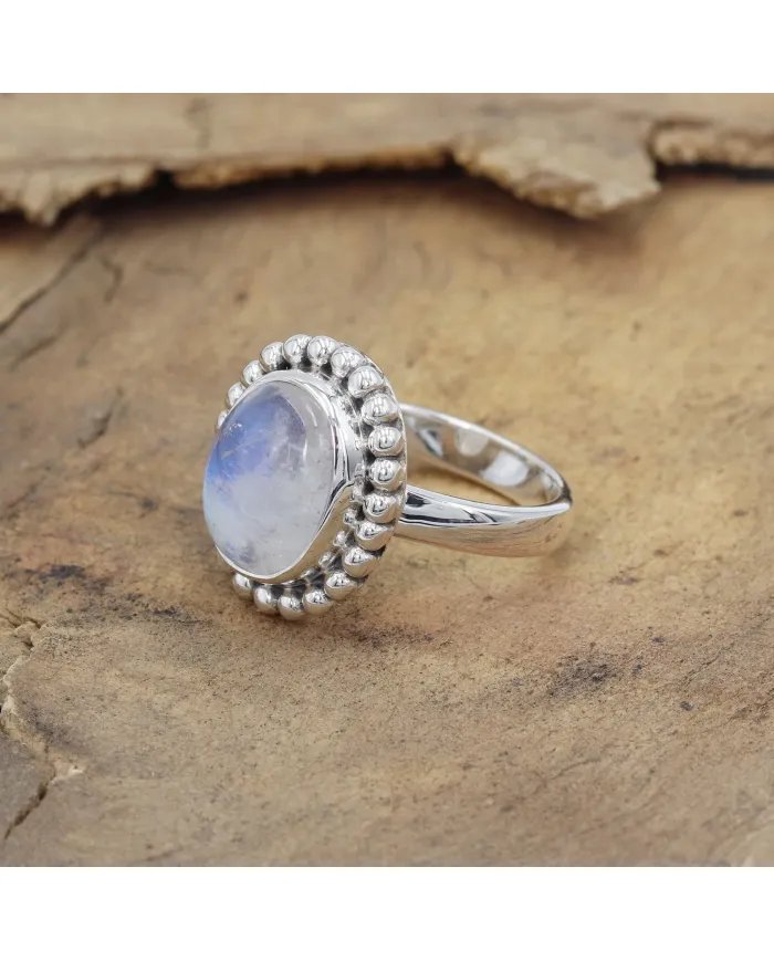 Natural Moonstone Ring - Sterling Silver Ring Emotional Balance Ring Handmade Ring June Birthstone Ring Versatile Ring for Women