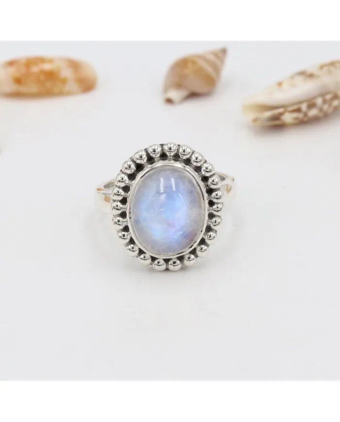 Natural Moonstone Ring - Sterling Silver Ring Emotional Balance Ring Handmade Ring June Birthstone Ring Versatile Ring for Women