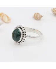 Natural Malachite Statement Ring - Sterling Silver Handmade Ring Green Healing Stone Ring Protection Jewelry for Her