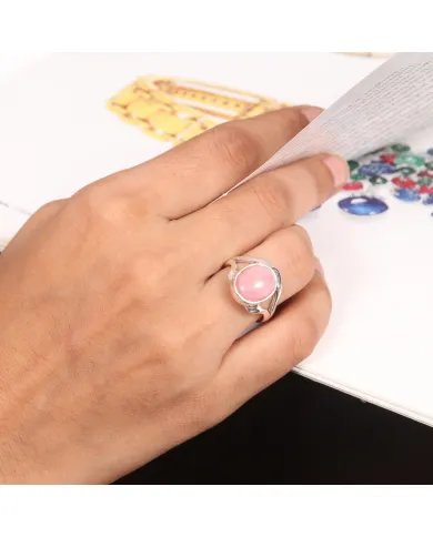 Pink Opal Ring - 925 Sterling Silver Handmade Oval Gemstone Jewelry