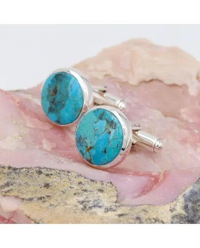 Classic Blue Turquoise Cufflinks – Unique Handcrafted Men’s Accessory