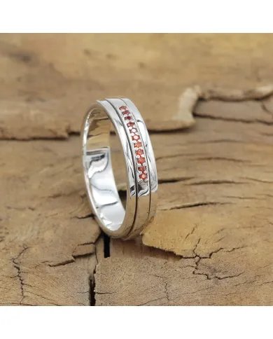 Garnet Spinner Ring – 925 Sterling Silver Anxiety & Stress Relief Jewelry