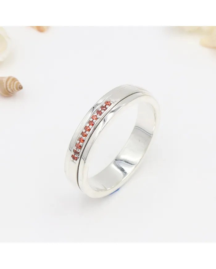 Garnet Spinner Ring – 925 Sterling Silver Anxiety & Stress Relief Jewelry