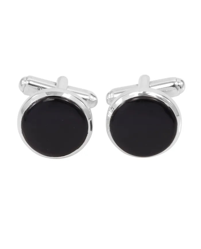 Black Onyx Cufflinks - 925 Sterling Silver Tuxedo Studs Men's Accessories