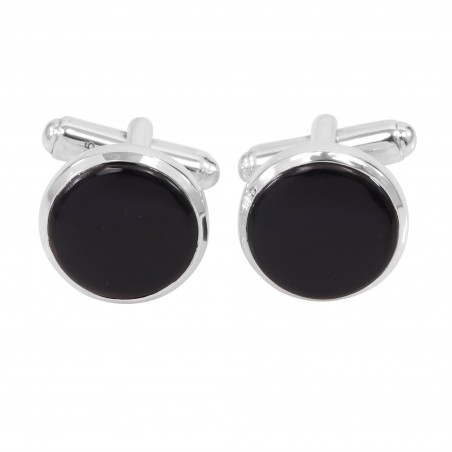 Black Onyx Cufflinks, Groomsmen Cufflinks, Silver Tuxedo Studs, 14mm Round Onyx Cufflinks, Wedding Cufflinks, Cufflinks for Men