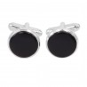 Black Onyx Cufflinks, Groomsmen Cufflinks, Silver Tuxedo Studs, 14mm Round Onyx Cufflinks, Wedding Cufflinks, Cufflinks for Men