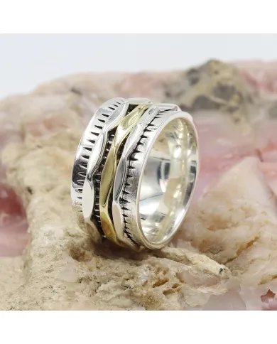 Brass Spinner Ring - Sterling Silver Ring Oxidised Handmade Ring Stress Relief Ring Meditation Ring Anxiety Ring Unisex Jewelry