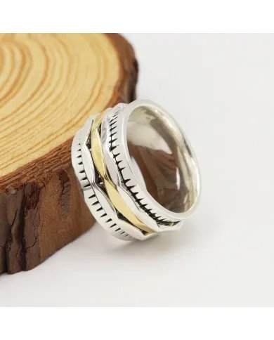 Brass Spinner Ring - Sterling Silver Ring Oxidised Handmade Ring Stress Relief Ring Meditation Ring Anxiety Ring Unisex Jewelry