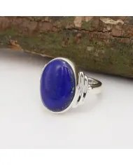 Lapis Lazuli Ring - 925 Sterling Silver Handmade Oval Gemstone Jewelry