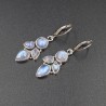 Rainbow Moonstone Earrings, Teardrop Earrings, Silver Dangle Earrings, Lever Back Earrings, June Birthstone, Vintage Earrings