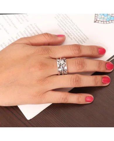 925 Sterling Silver Spinner Ring – Handmade Fidget Oxidized Finish