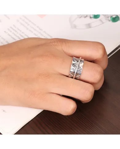 Fidget Spinner Ring - 925 Sterling Silver Handmade Oxidized Finish