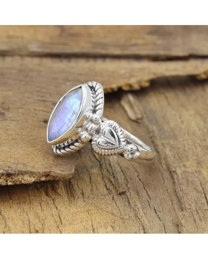 Natural Moonstone Ring - Sterling Silver Ring Handmade Ring Statement Ring Emotional Healing Ring for Women
