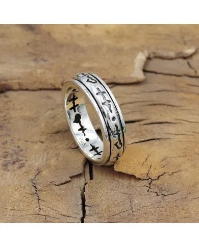 Band Spinner Ring - 925 Sterling Silver Ring Statement Ring Meditation Ring Worry Ring Fidget Ring Unisex Ring Gifted Jewelry
