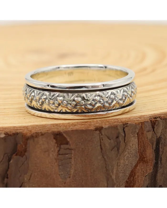 Silver Ring - 925 Sterling Silver Spinner Ring Handcrafted Ring Meditation Band Ring Fidget Ring Dainty Ring Him & Her Ring