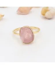 Natural Morganite Ring - Sterling Silver Gold Plated Ring Handmade Ring Love Ring Engagement Ring for Her