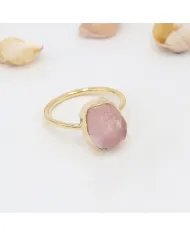 Natural Morganite Ring - Sterling Silver Gold Plated Ring Handmade Ring Love Ring Engagement Ring for Her