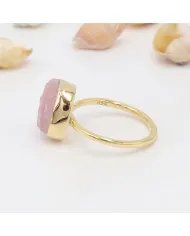 Natural Morganite Ring - Sterling Silver Gold Plated Ring Handmade Ring Love Ring Engagement Ring for Her