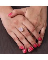 Natural Morganite Ring - Sterling Silver Gold Plated Ring Handmade Ring Love Ring Engagement Ring for Her