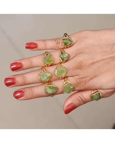 Natural Peridot Ring - Sterling Silver Gold Plated Ring Handmade Ring August Birthstone Ring Elegant Statement Ring Gift for Her