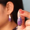 Turquoise Earrings, Silver Earrings, Purple Copper Earrings, December Birthstone, Ear Wire Earrings, Teardrop Earrings for Women