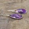 Turquoise Earrings, Silver Earrings, Purple Copper Earrings, December Birthstone, Ear Wire Earrings, Teardrop Earrings for Women