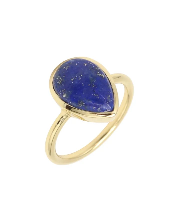 Lapis Lazuli Ring - 925 Sterling Silver Gold Plated Gemstone Jewelry