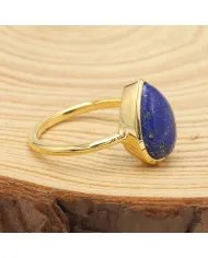 Lapis Lazuli Ring - 925 Sterling Silver Gold Plated Gemstone Jewelry