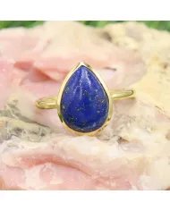 Lapis Lazuli Ring - 925 Sterling Silver Gold Plated Gemstone Jewelry