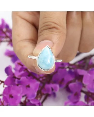 Larimar Ring - Sterling Silver Handmade Ring Statement Ring Enhance Beauty Ring Dainty Ring for Women