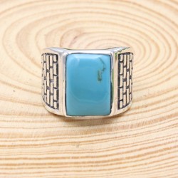 Arizona Turquoise Men's Ring in Sterling Silver, Handmade Jewelry