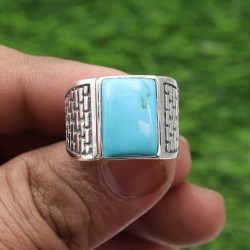 Arizona Turquoise Men's Ring in Sterling Silver, Handmade Jewelry