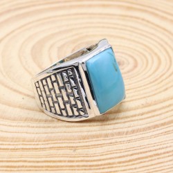 Arizona Turquoise Men's Ring in Sterling Silver, Handmade Jewelry