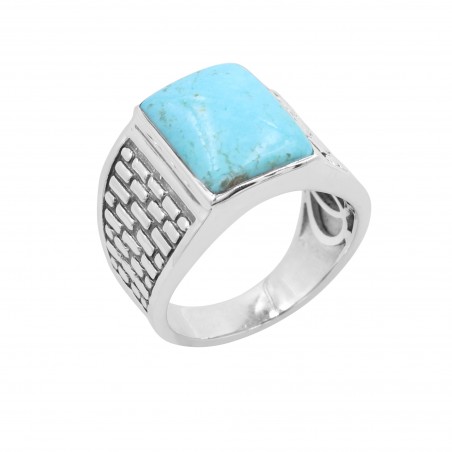 Arizona Turquoise Men's Ring in Sterling Silver, Handmade Jewelry