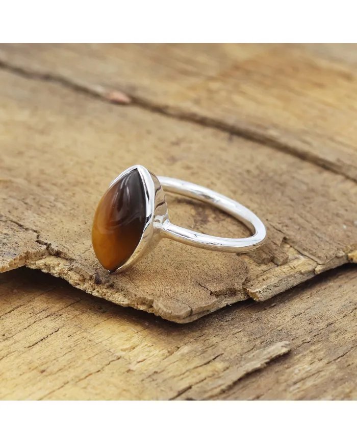 Tiger Eye Gemstone Ring - Sterling Silver Handmade Ring Statement Ring Unique Ring for Women