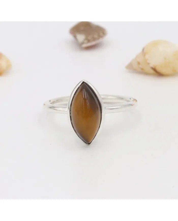 Tiger Eye Gemstone Ring - Sterling Silver Handmade Ring Statement Ring Unique Ring for Women