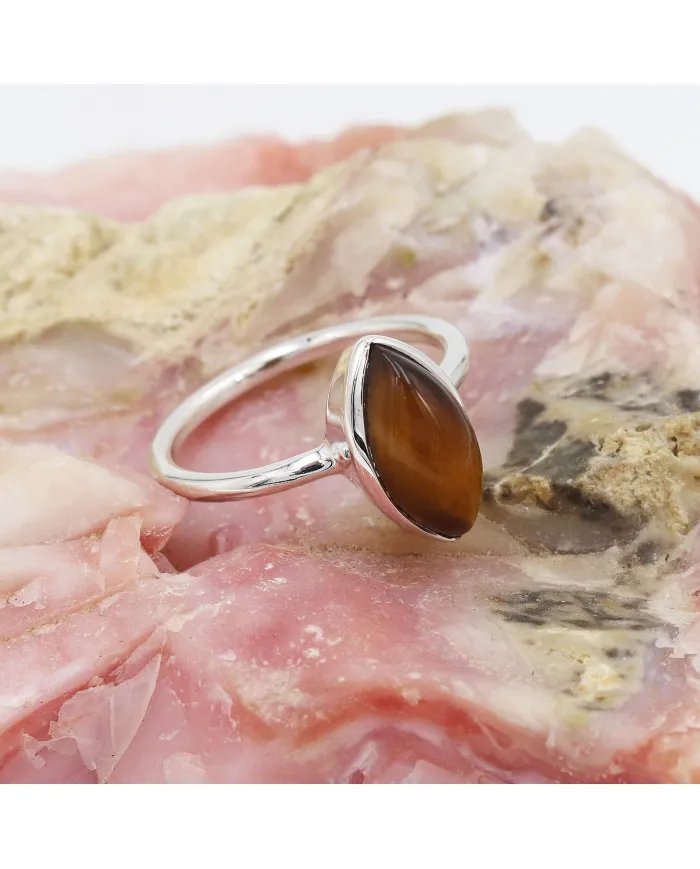 Tiger Eye Gemstone Ring - Sterling Silver Handmade Ring Statement Ring Unique Ring for Women