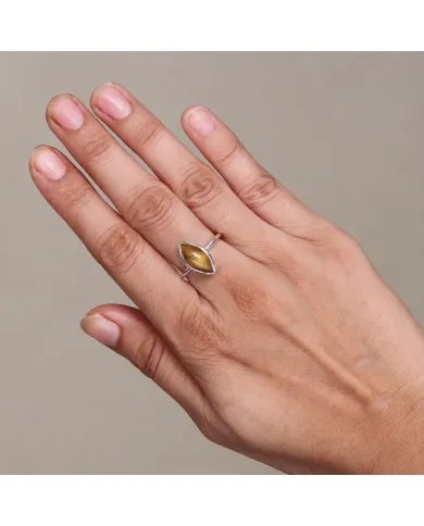 Tiger Eye Gemstone Ring - Sterling Silver Handmade Ring Statement Ring Unique Ring for Women