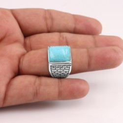 Arizona Turquoise Men's Ring in Sterling Silver, Handmade Jewelry