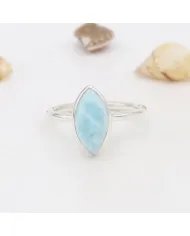 Larimar Gemstone Ring - Sterling Silver Handmade Ring Statement Ring Unique Ring for Women